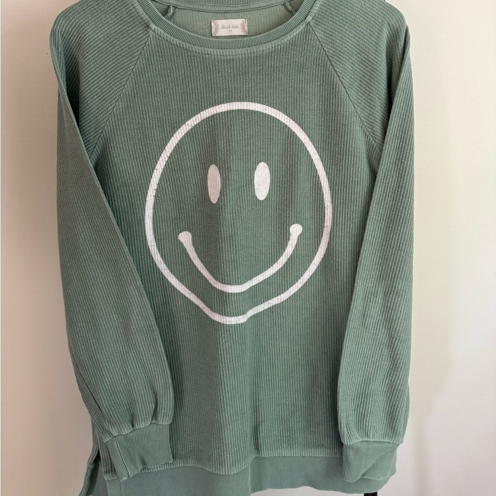Altar'd State Green Smiley Sweatshirt